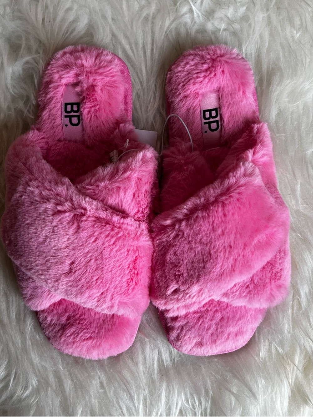 BP Pink Plush Slide Slippers